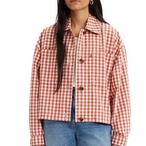 Levi's Women's Red and White Checkered Jean Jacket